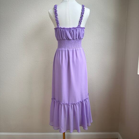 Lovers and Friends Arden Midi Chiffon with Side Seam Slits Dress Purple Lilac  S - Picture 8 of 15
